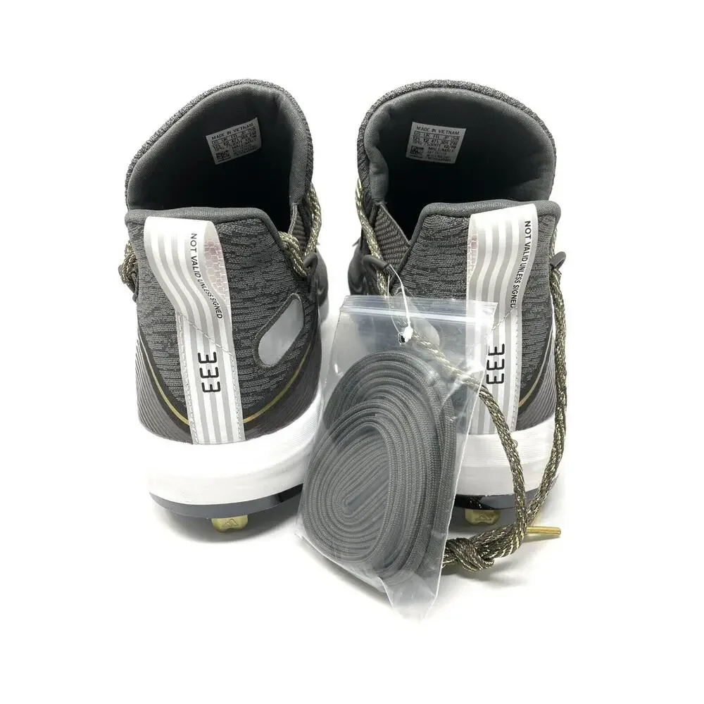 Adidas Icon V 5 Boost Baseball Cleats Size 12.5 FU7559 Gray Gold Extra Laces - Picture 3 of 8